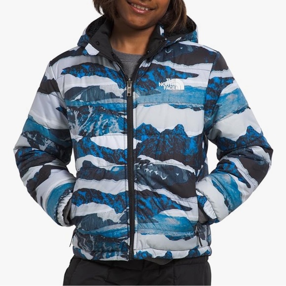 The North Face Boy’s Jacket Size M Optik Blue Mountain Traverse Print MWT 913 - Picture 2 of 8